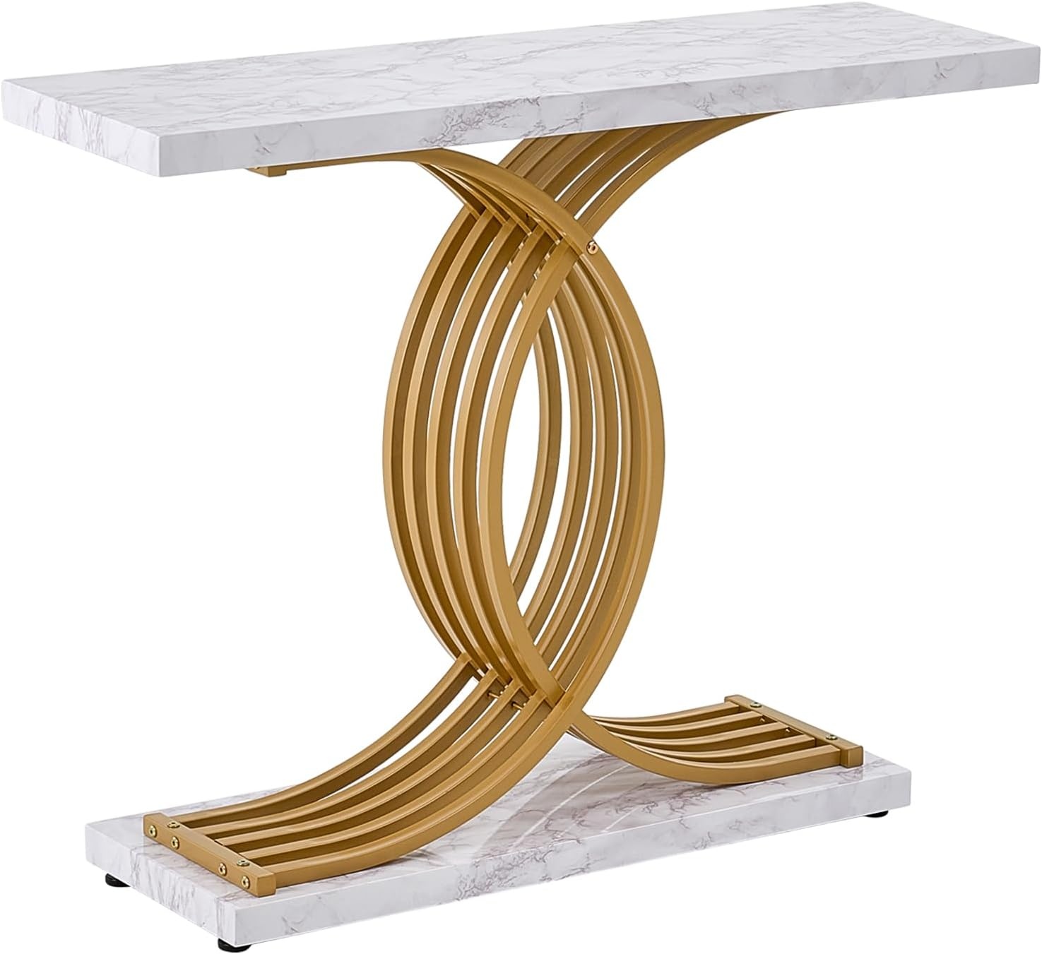 image:imageVEVOR Entryway Table 394 Inch Gold Console Table Narrow Console Table with Metal Frame Modern Console Sofa Table for Living Room Entryway HallwayWhite