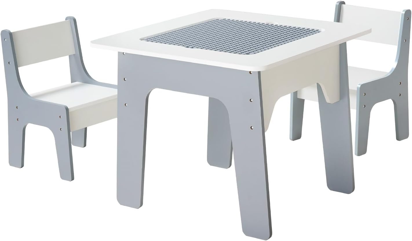 image:imageVEVOR Kid Activity Table and 2 Chairs Set 232320inch Graffiti amp Building Blocks DoubleSided Tabletop Toddler Play Table with Storage for Kids 3 Years Large Storage Space Gift for Boys amp Girls232320inch