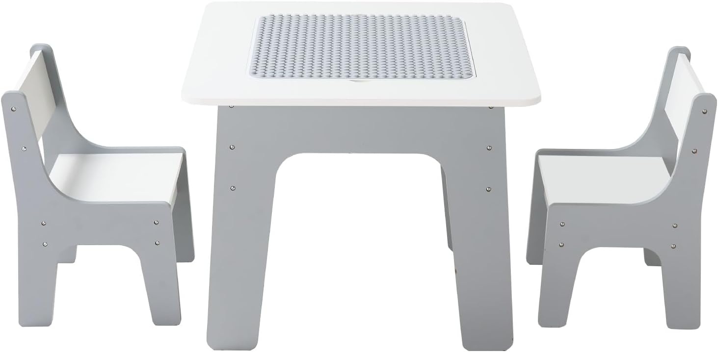 image:imageVEVOR Kid Activity Table and 2 Chairs Set 232320inch Graffiti amp Building Blocks DoubleSided Tabletop Toddler Play Table with Storage for Kids 3 Years Large Storage Space Gift for Boys amp Girls232320inch