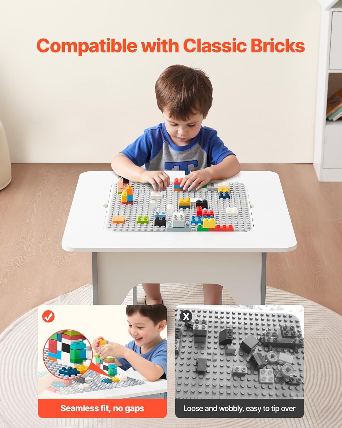 image:imageVEVOR Kid Activity Table and 2 Chairs Set 232320inch Graffiti amp Building Blocks DoubleSided Tabletop Toddler Play Table with Storage for Kids 3 Years Large Storage Space Gift for Boys amp Girls232320inch