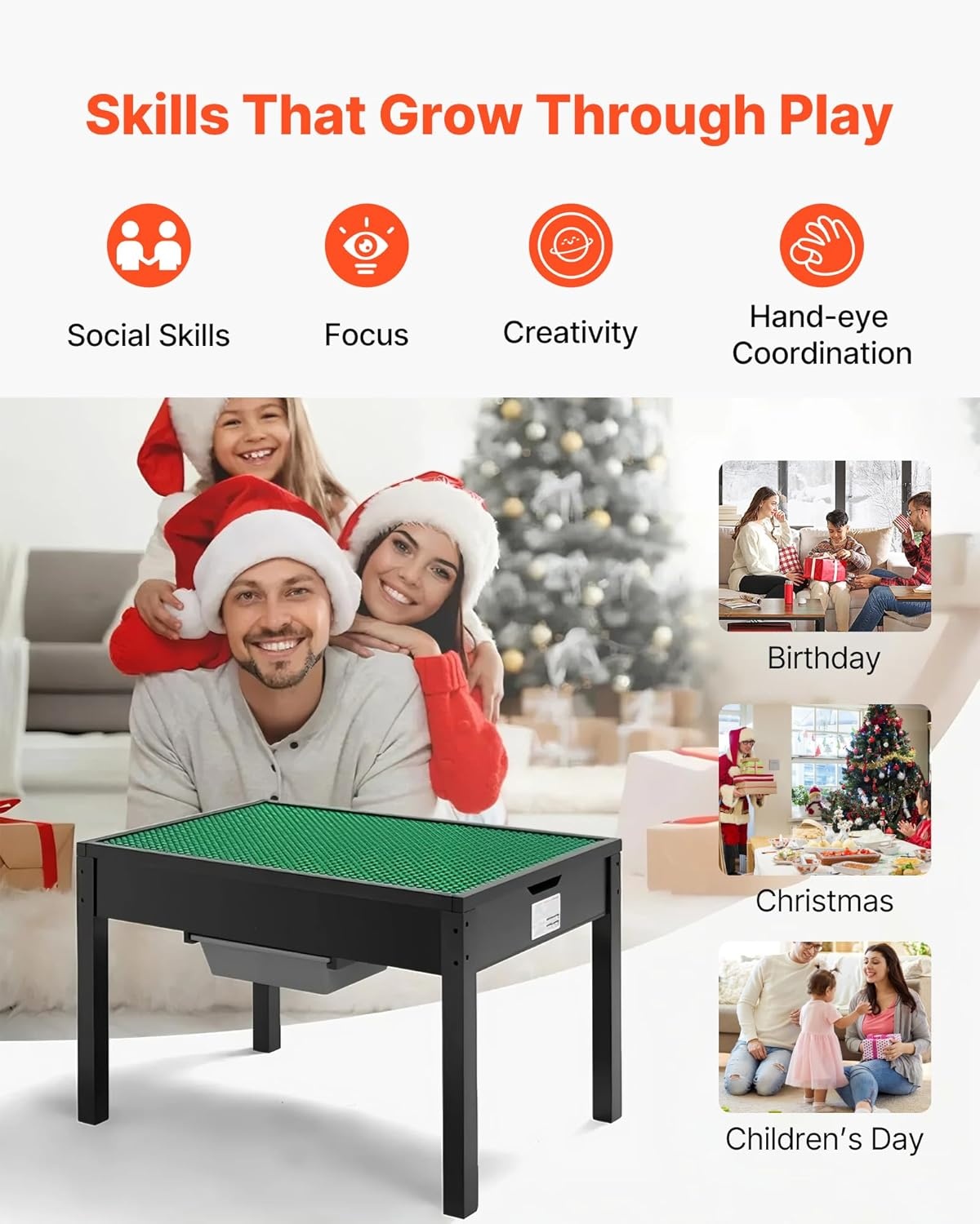 image:imageVEVOR Kid Activity Table and 2 Chairs Set 232320inch Graffiti amp Building Blocks DoubleSided Tabletop Toddler Play Table with Storage for Kids 3 Years Large Storage Space Gift for Boys amp Girls322420inch