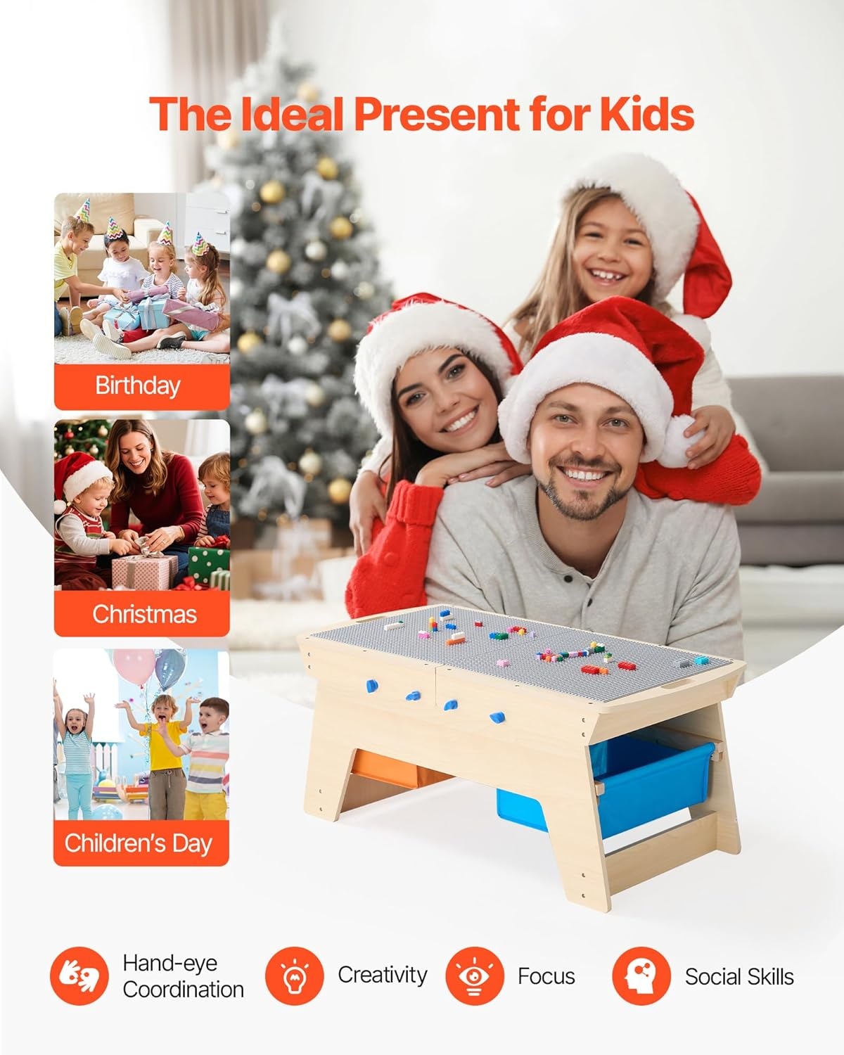 image:imageVEVOR Kid Activity Table and 2 Chairs Set 232320inch Graffiti amp Building Blocks DoubleSided Tabletop Toddler Play Table with Storage for Kids 3 Years Large Storage Space Gift for Boys amp Girls361915inch