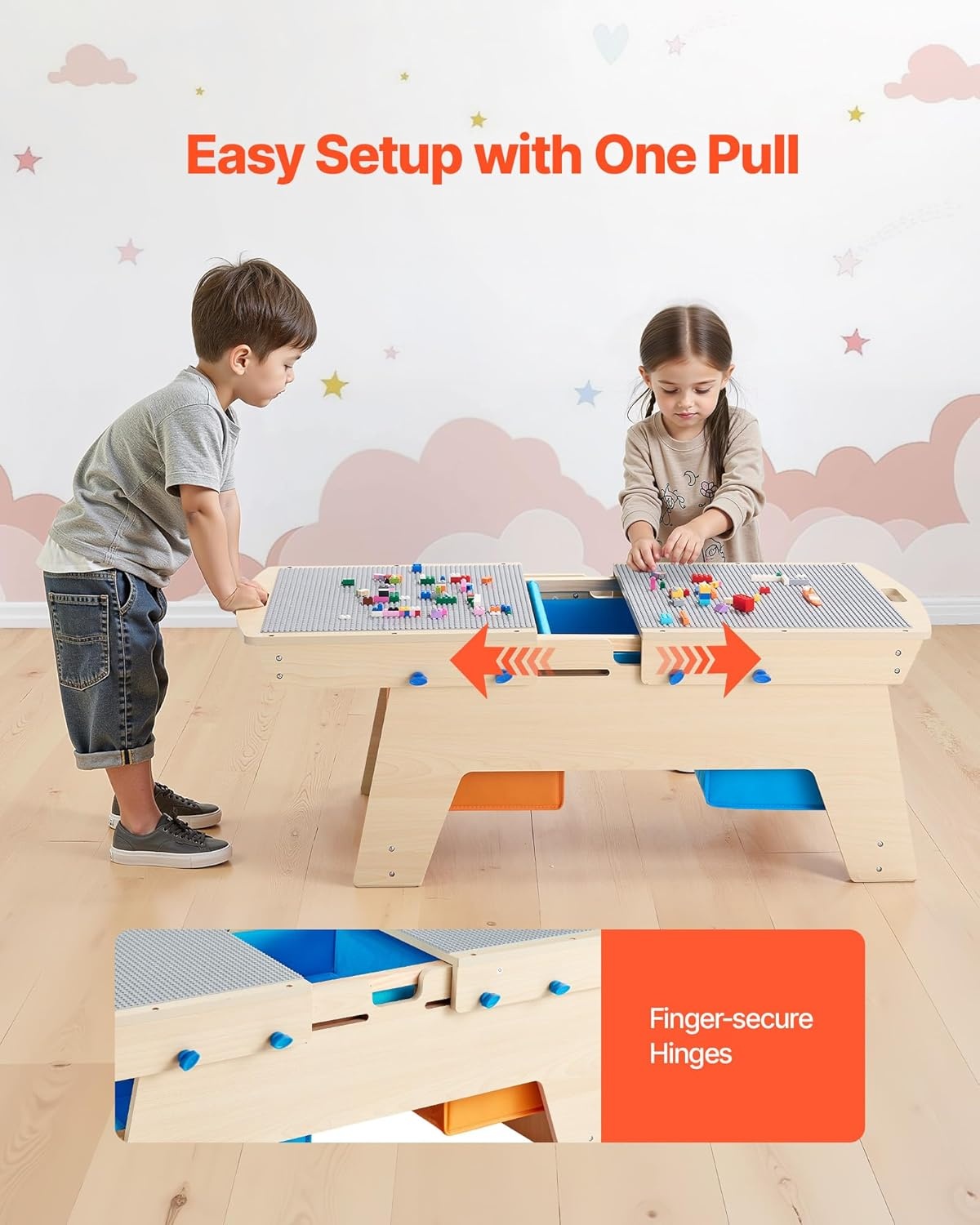 image:imageVEVOR Kid Activity Table and 2 Chairs Set 232320inch Graffiti amp Building Blocks DoubleSided Tabletop Toddler Play Table with Storage for Kids 3 Years Large Storage Space Gift for Boys amp Girls361915inch