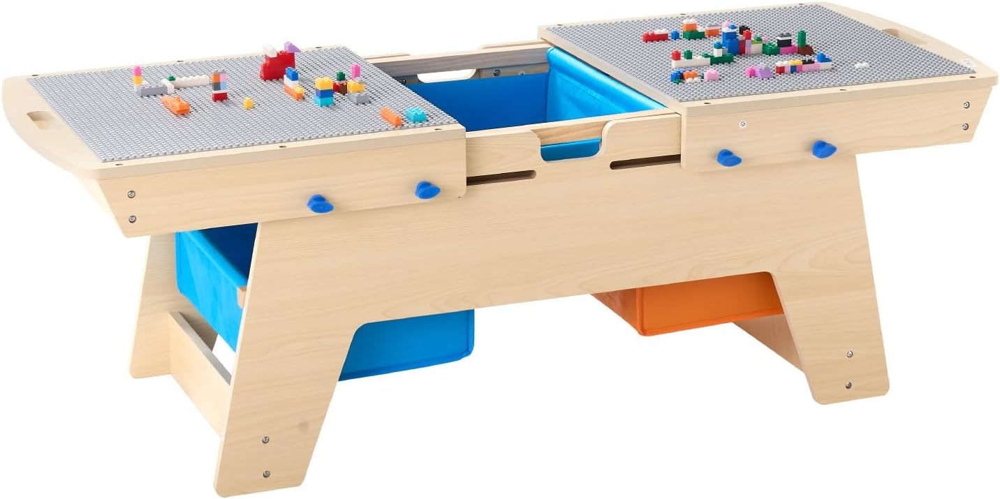 image:imageVEVOR Kid Activity Table and 2 Chairs Set 232320inch Graffiti amp Building Blocks DoubleSided Tabletop Toddler Play Table with Storage for Kids 3 Years Large Storage Space Gift for Boys amp Girls361915inch