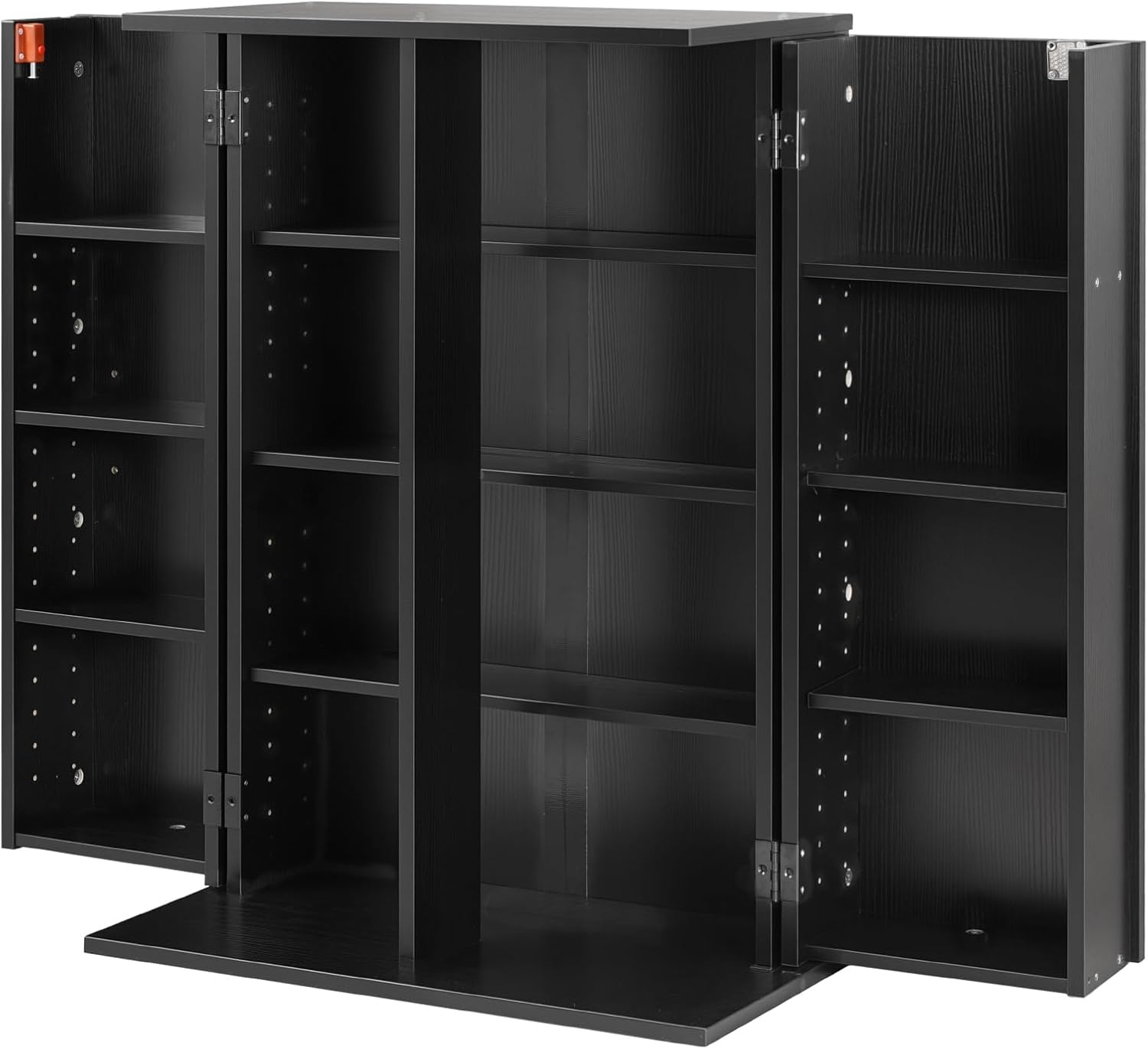 image:imageVEVOR Media Storage Cabinet 4Tier DVD Shelf Organizer 2402 x 1449 x 3331 in Multimedia Storage Organizer for CDs DVDs Books Games CD Shelf for Living Room Home Office Recording Room BlackBlack