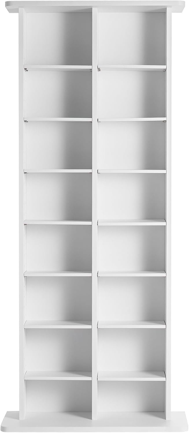 image:imageVEVOR Media Storage Cabinet 8Layer DVD Shelf Adjustable CD Shelves 16 Compartments Protects amp Organizes Music Movie Video Games or Memorabilia Collections EspressoWhite
