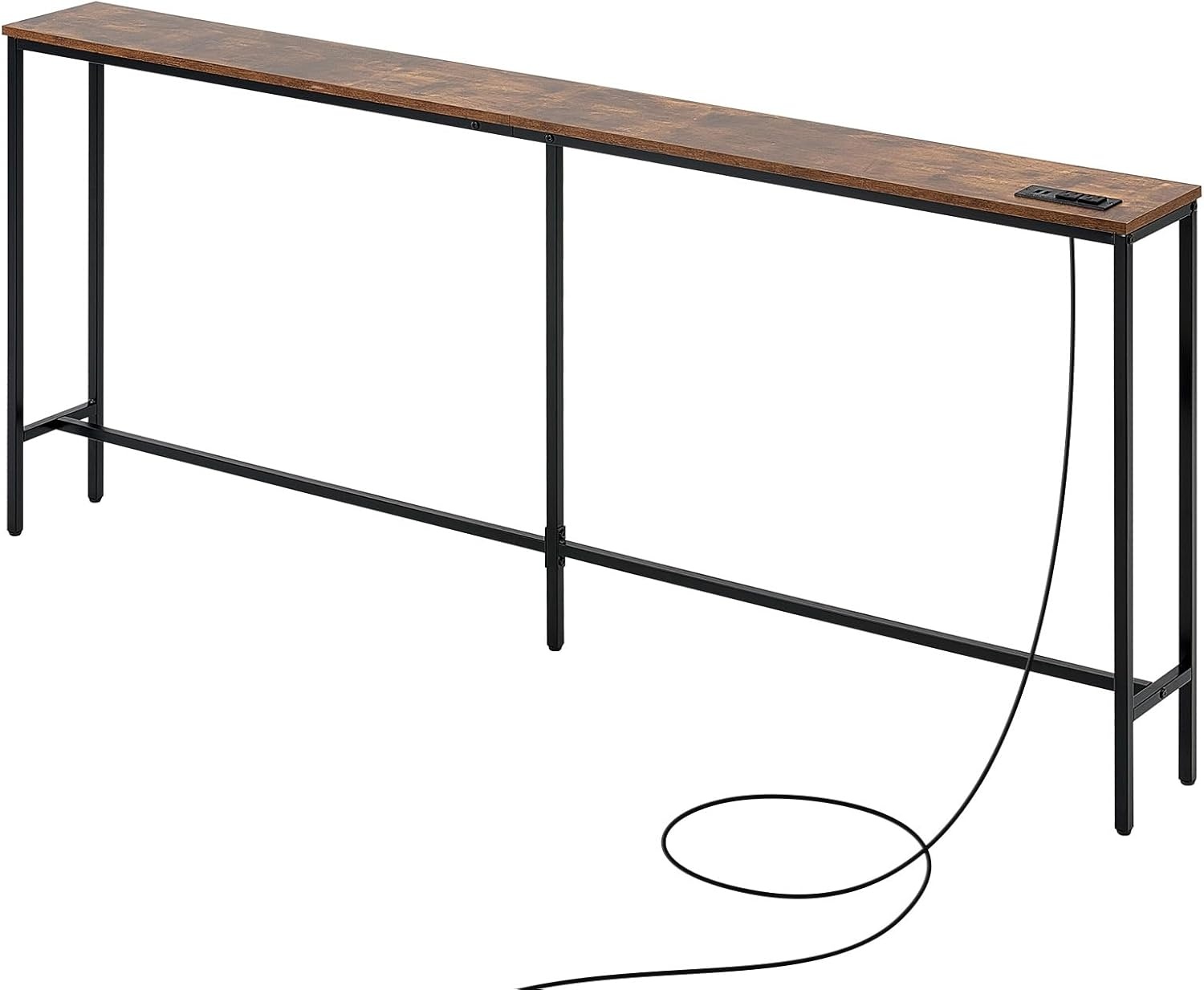 image:imageVEVOR Narrow Console Table 709 Behind Couch Shelf with Power Outlets 1Tier Long Entryway Shelf Narrow Sofa Table with Metal Frame and Charge Station for Entryway Hallway Living Room