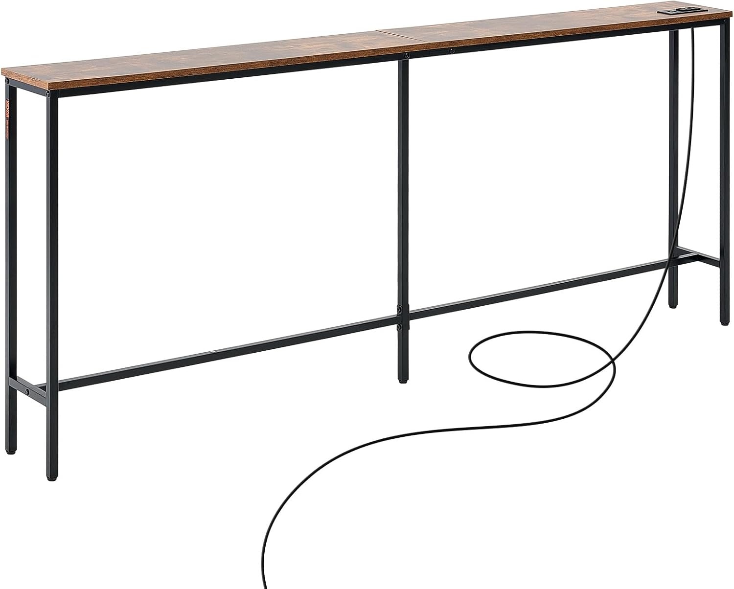 image:imageVEVOR Narrow Console Table 709 Behind Couch Shelf with Power Outlets 1Tier Long Entryway Shelf Narrow Sofa Table with Metal Frame and Charge Station for Entryway Hallway Living Room