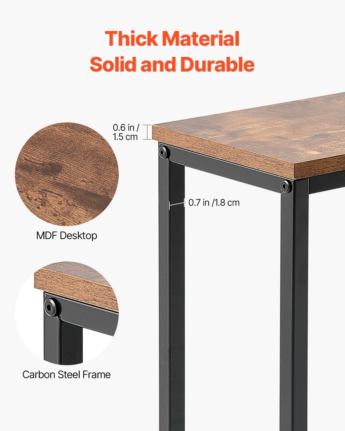 image:imageVEVOR Narrow Console Table 709 Behind Couch Shelf with Power Outlets 1Tier Long Entryway Shelf Narrow Sofa Table with Metal Frame and Charge Station for Entryway Hallway Living Room