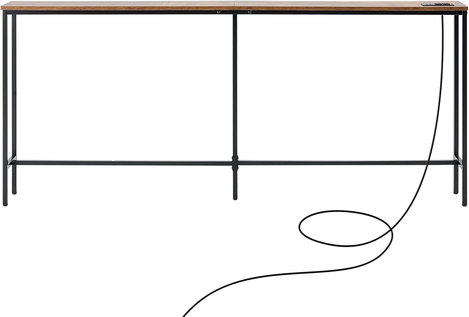 image:imageVEVOR Narrow Console Table 709 Behind Couch Shelf with Power Outlets 1Tier Long Entryway Shelf Narrow Sofa Table with Metal Frame and Charge Station for Entryway Hallway Living Room