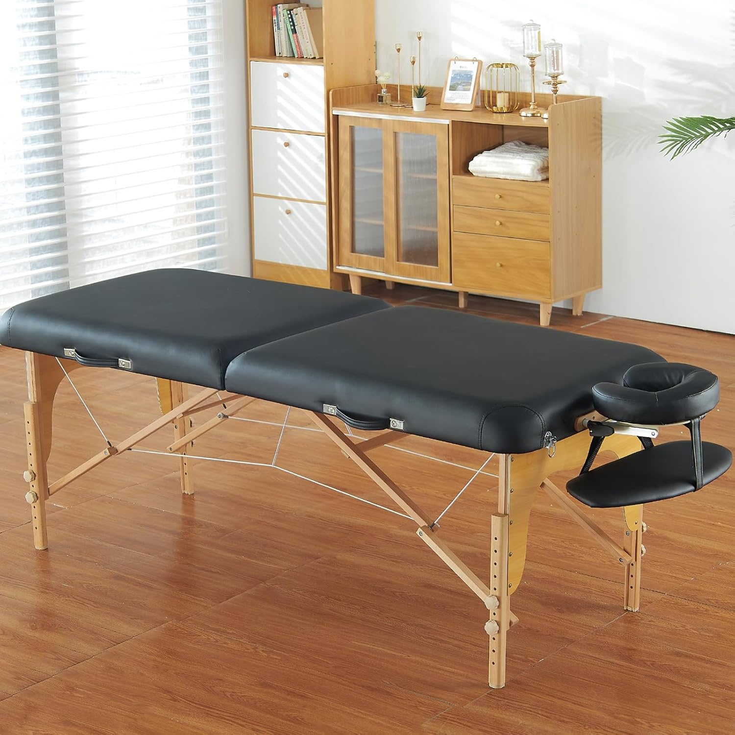 image:imageVEVOR Portable Massage Table 28 W 2 Folding Lightweight Massage Table 8Level Height Adjustable Salon Tattoo Bed Spa Table with Headrest Armrests Hand Pallet amp Carrying Bag 600LBS30inch750lbs