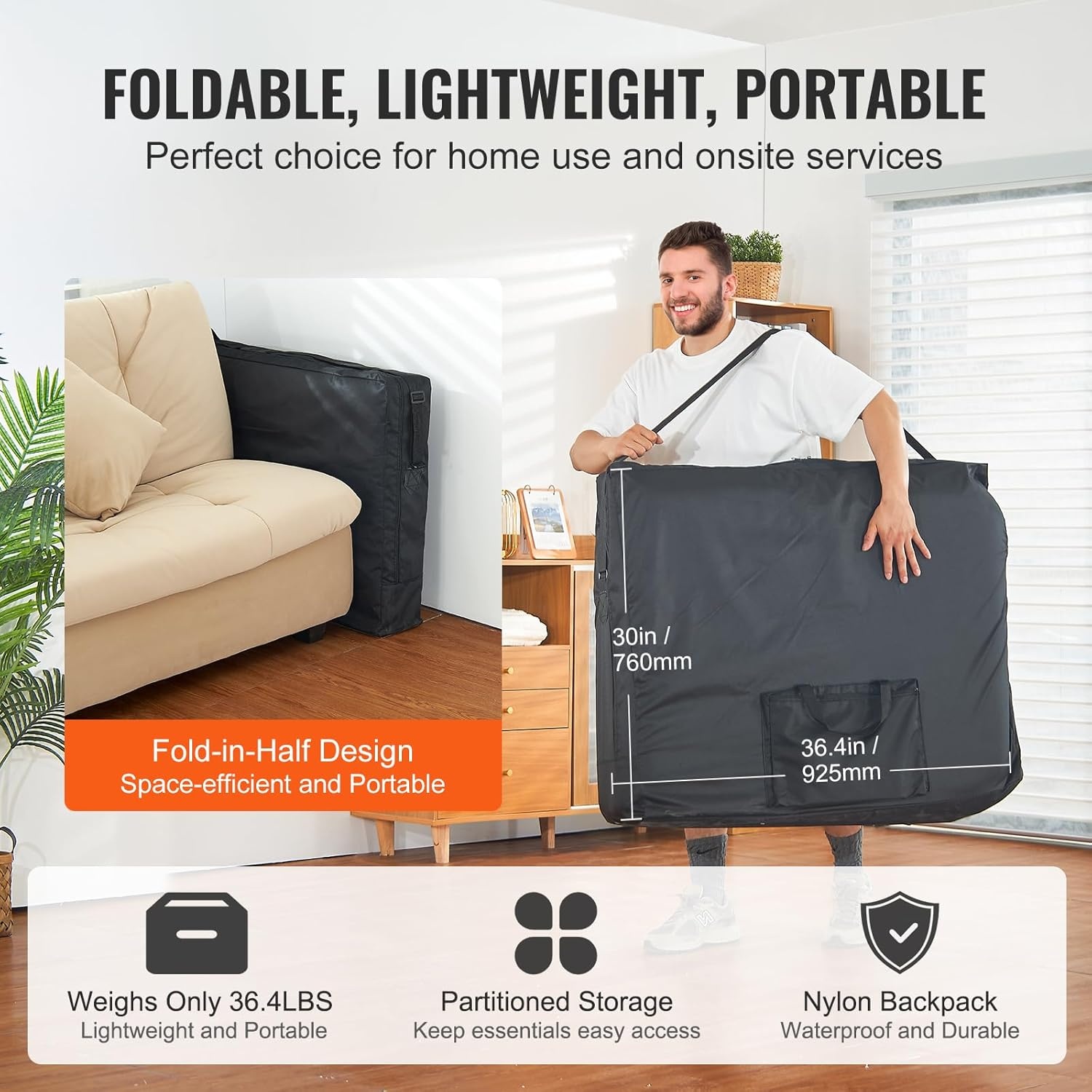 image:imageVEVOR Portable Massage Table 28 W 2 Folding Lightweight Massage Table 8Level Height Adjustable Salon Tattoo Bed Spa Table with Headrest Armrests Hand Pallet amp Carrying Bag 600LBS30inch750lbs