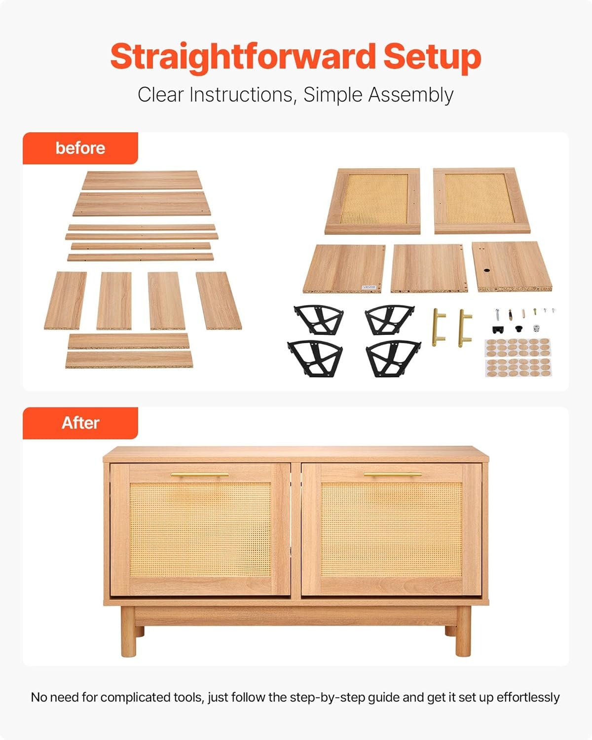 image:imageVEVOR Rattan Shoe Storage Bench Entryway Bench with 2 Flip Drawers Holds up to 300 lbs with 4 Compartments and 2 Rattan Doors 394 x 118 x 209 Inches for Hallway Living Room Bedroom2 Rattan Doors