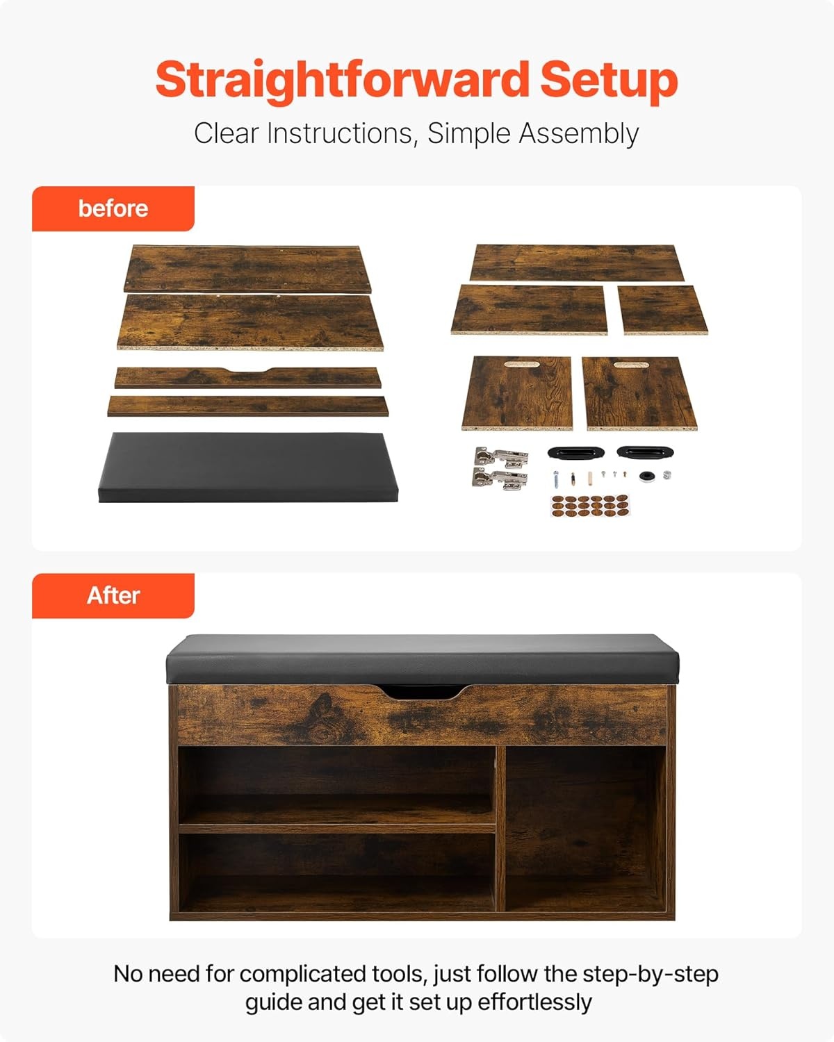 image:imageVEVOR Rattan Shoe Storage Bench Entryway Bench with 2 Flip Drawers Holds up to 300 lbs with 4 Compartments and 2 Rattan Doors 394 x 118 x 209 Inches for Hallway Living Room BedroomHidden storage