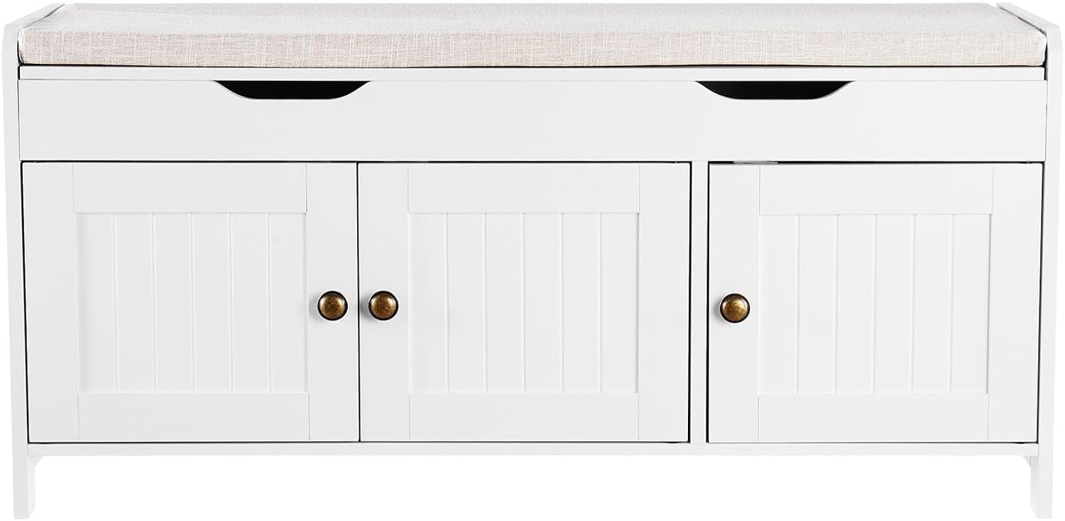 image:imageVEVOR Rattan Shoe Storage Bench Entryway Bench with 2 Flip Drawers Holds up to 300 lbs with 4 Compartments and 2 Rattan Doors 394 x 118 x 209 Inches for Hallway Living Room Bedroom3 Barn Doors
