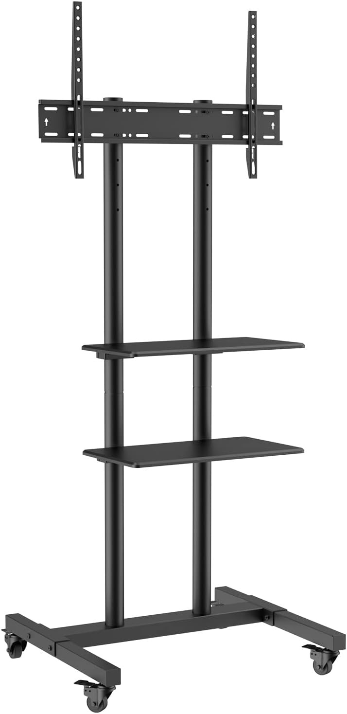 image:imageVEVOR Rolling TV Stand Mobile TV Cart for 3265 Inch Screens Height Adjustable Portable Monitor Stand with Wheels Holds up to 88 lbs for Living Room Bedroom Office Outdoor Max VESA 400x400mm3270