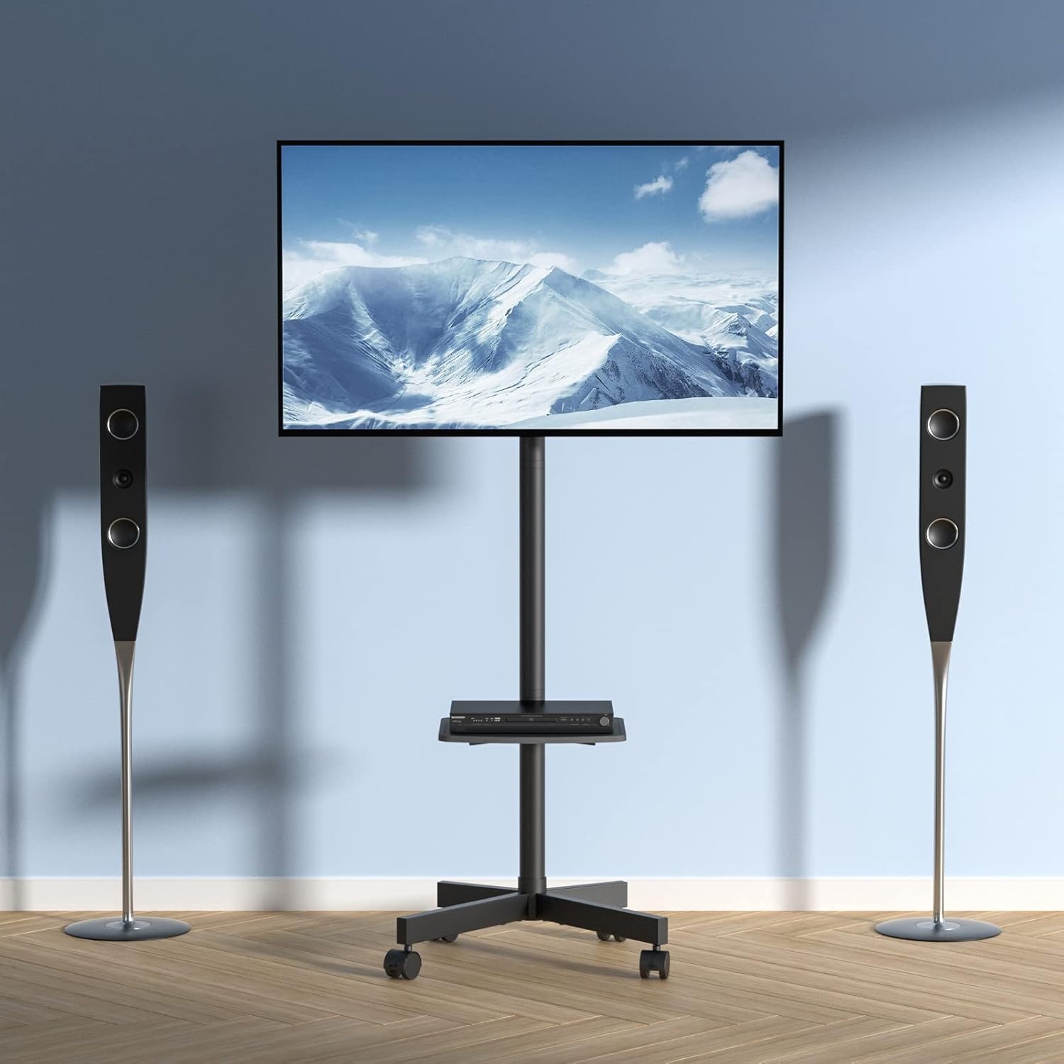 image:imageVEVOR Rolling TV Stand Mobile TV Cart for 3265 Inch Screens Height Adjustable Portable Monitor Stand with Wheels Holds up to 88 lbs for Living Room Bedroom Office Outdoor Max VESA 400x400mm23 60