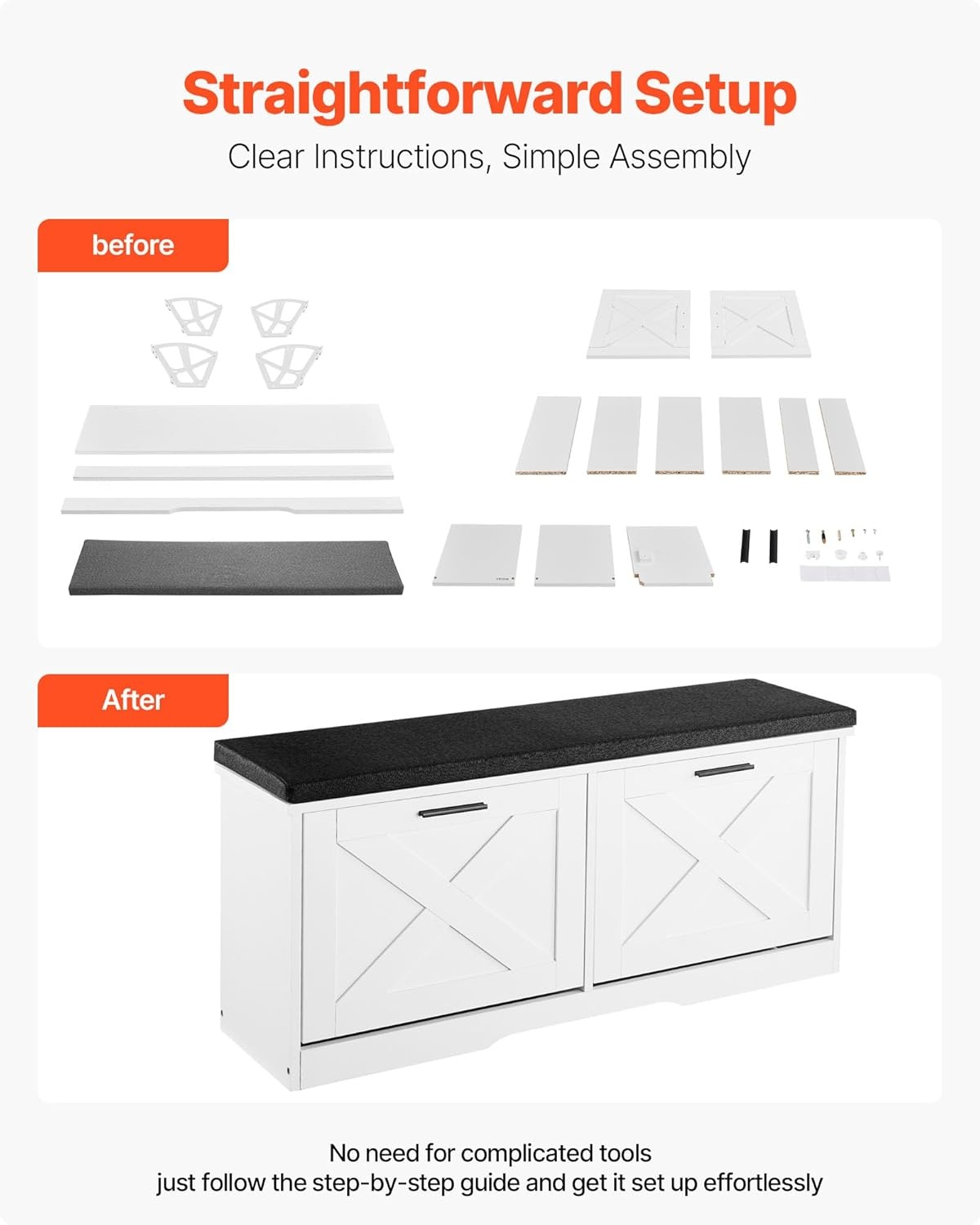 image:imageVEVOR Shoe Storage Bench with 2 Flip Drawers amp Padded Cushion Entryway Bench with Adjustable Shelves Holds up to 440 lbs 394 x 120 x 187 Inches for Entryway Hallway Living Room Bedroom