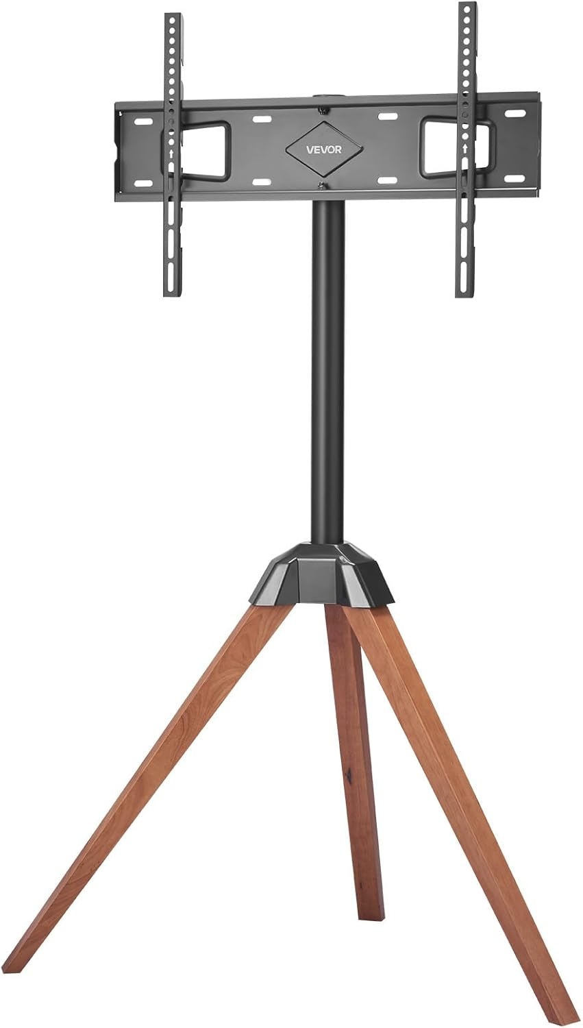 image:imageVEVOR Tripod Easel TV Stand for 4065 inch Flat ScreenCurved TVs Up to 99 lbs 18 LeftRight Rotation Portable TV Stand with Oak Wood Legs for Bedroom Living Room Studio MAX VESA 600 x 400 mmTripod