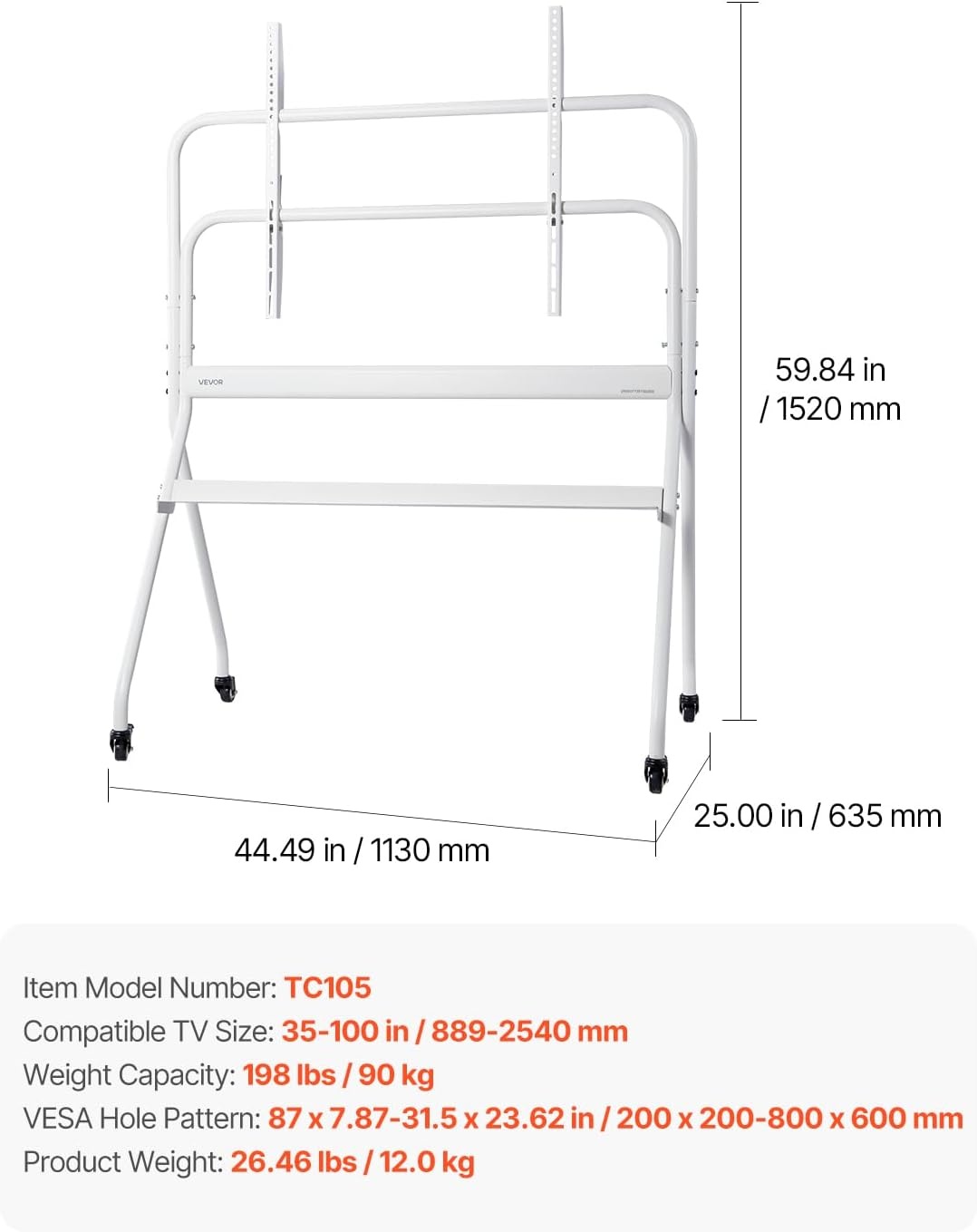 image:imageVEVOR Tripod Easel TV Stand for 4065 inch Flat ScreenCurved TVs Up to 99 lbs 18 LeftRight Rotation Portable TV Stand with Oak Wood Legs for Bedroom Living Room Studio MAX VESA 600 x 400 mmRolling
