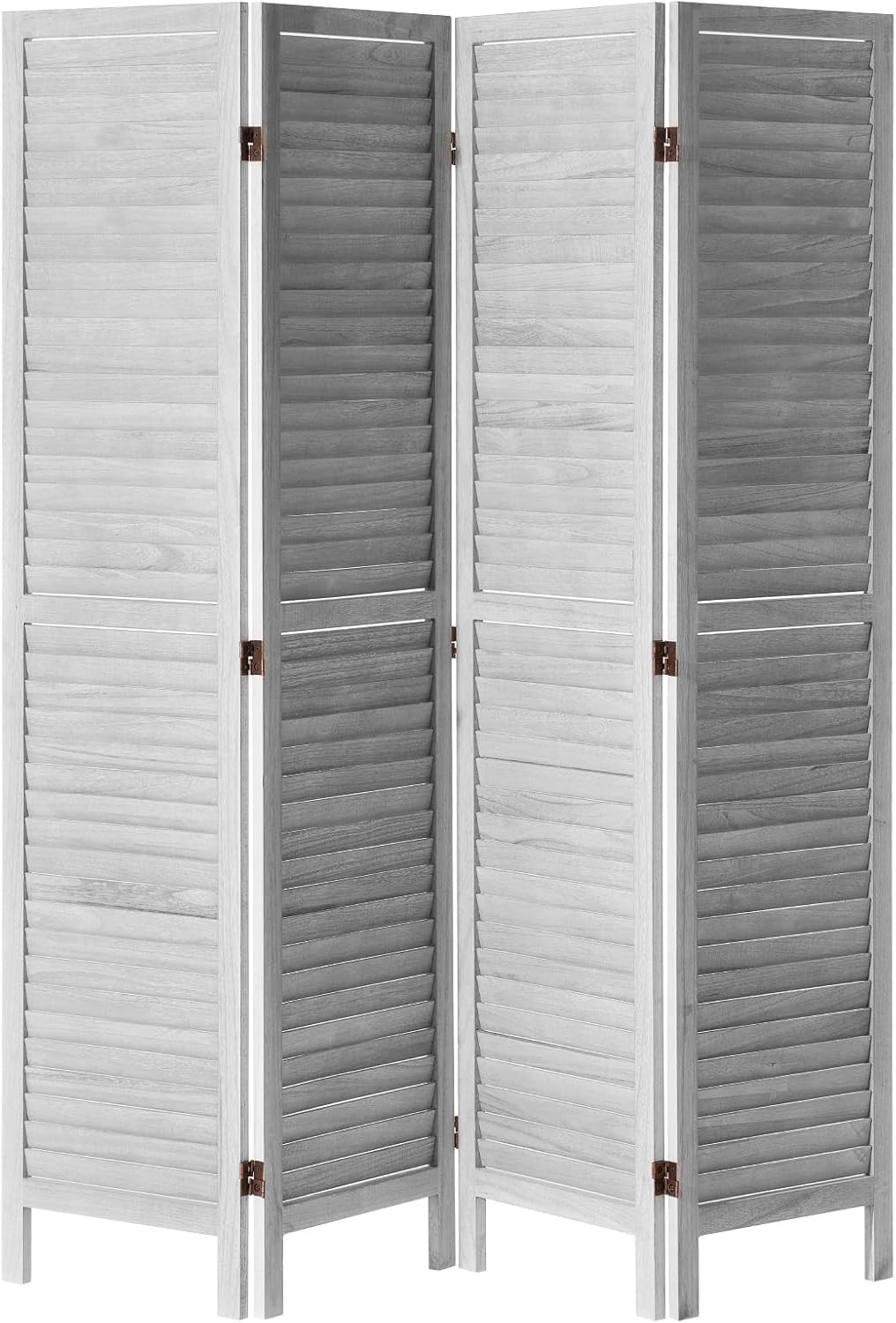 image:imageVEVOR Wood Room Divider 6 Panel Wood Folding Privacy Screen 669 Inches Tall Indoor Louvered Wooden Partition Portable Decoration Screen for Room Separation Home Office Restaurant amp BedroomLight Grey