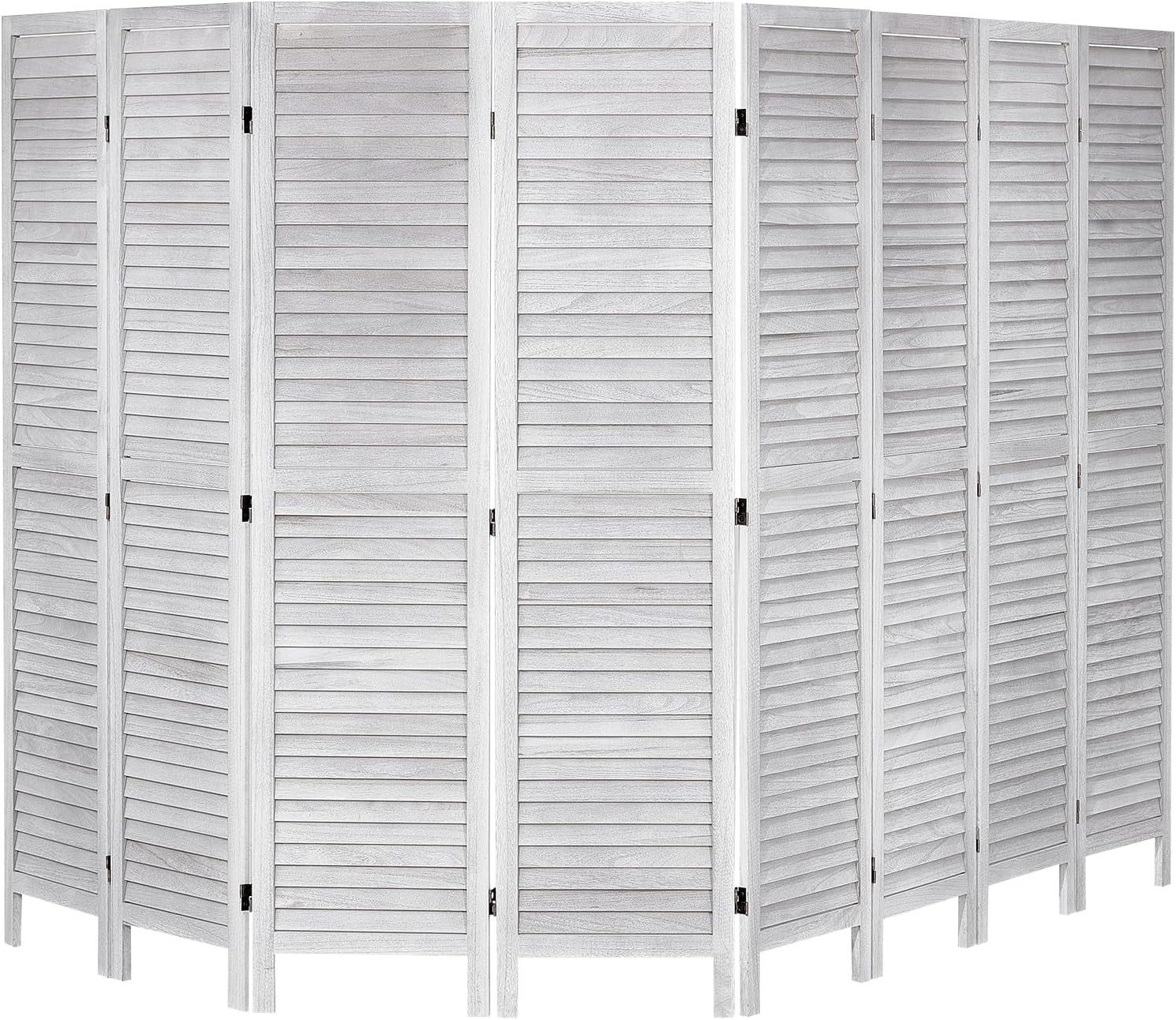 image:imageVEVOR Wood Room Divider 6 Panel Wood Folding Privacy Screen 669 Inches Tall Indoor Louvered Wooden Partition Portable Decoration Screen for Room Separation Home Office Restaurant amp BedroomLight Grey