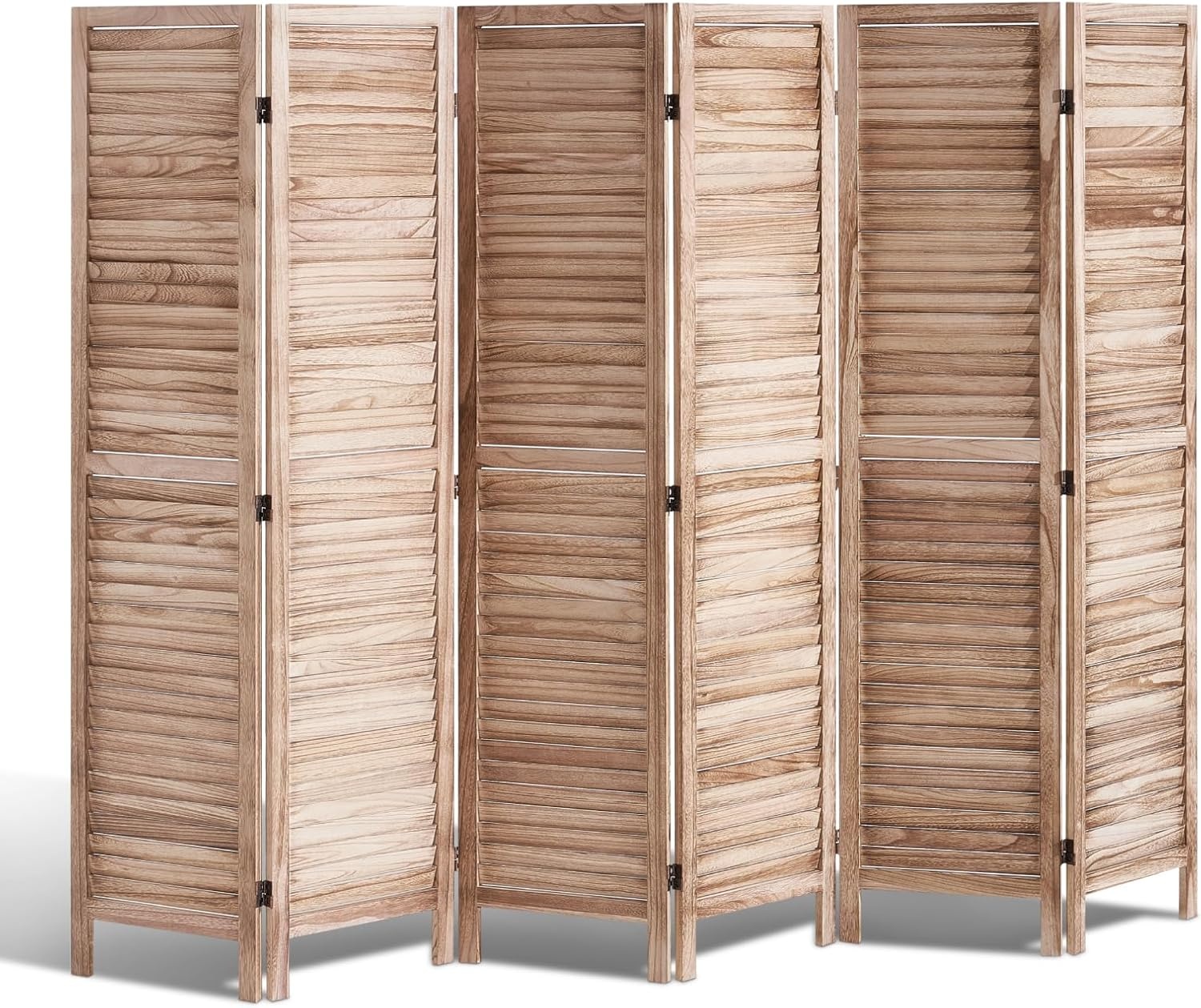 image:imageVEVOR Wood Room Divider 6 Panel Wood Folding Privacy Screen 669 Inches Tall Indoor Louvered Wooden Partition Portable Decoration Screen for Room Separation Home Office Restaurant amp BedroomNatural