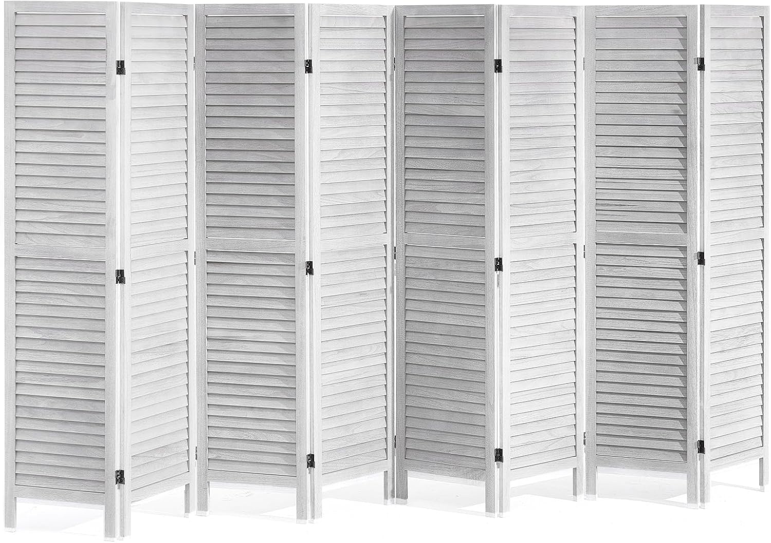 image:imageVEVOR Wood Room Divider 6 Panel Wood Folding Privacy Screen 669 Inches Tall Indoor Louvered Wooden Partition Portable Decoration Screen for Room Separation Home Office Restaurant amp BedroomLight Grey