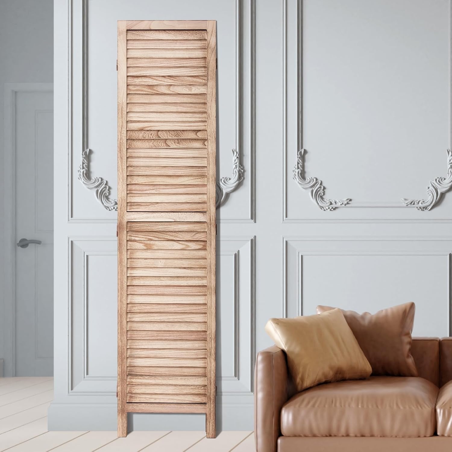 image:imageVEVOR Wood Room Divider 6 Panel Wood Folding Privacy Screen 669 Inches Tall Indoor Louvered Wooden Partition Portable Decoration Screen for Room Separation Home Office Restaurant amp BedroomNatural