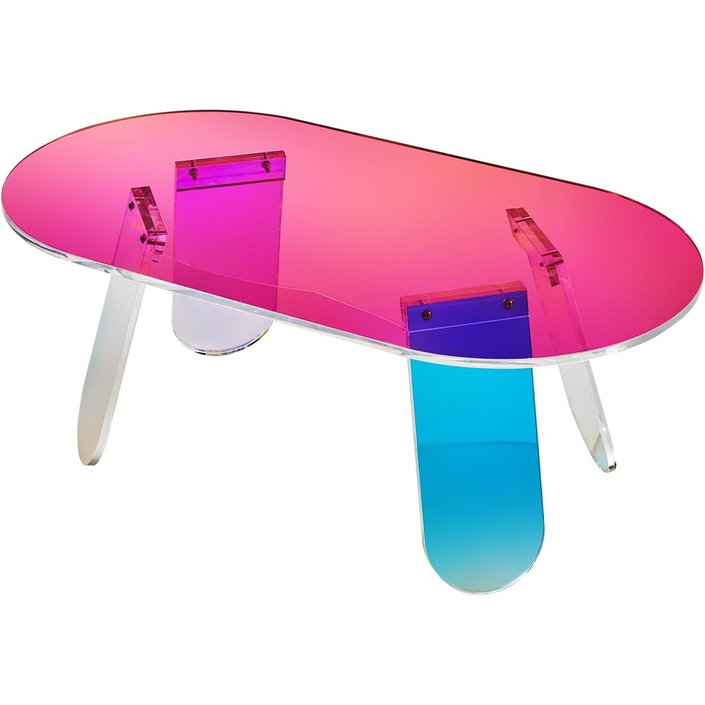 image:imageVEVOR Acrylic Coffee Table 2Tiers Center Table with Open Storage Shelf Modern Rectangle Acrylic Coffe Desk for Living Room Dining Room Kitchen Island Office 315 W x 197 D x 157 H GreenColorful