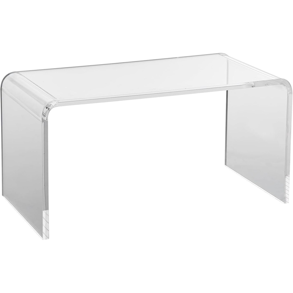 image:imageVEVOR Acrylic Coffee Table 2Tiers Center Table with Open Storage Shelf Modern Rectangle Acrylic Coffe Desk for Living Room Dining Room Kitchen Island Office 315 W x 197 D x 157 H GreenClear Ushape