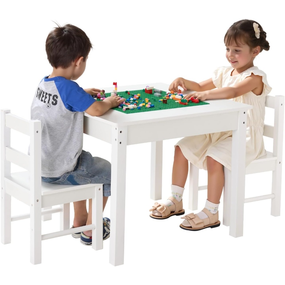 image:imageVEVOR Kid Activity Table and 2 Chairs Set 232320inch Graffiti amp Building Blocks DoubleSided Tabletop Toddler Play Table with Storage for Kids 3 Years Large Storage Space Gift for Boys amp Girls252520inch