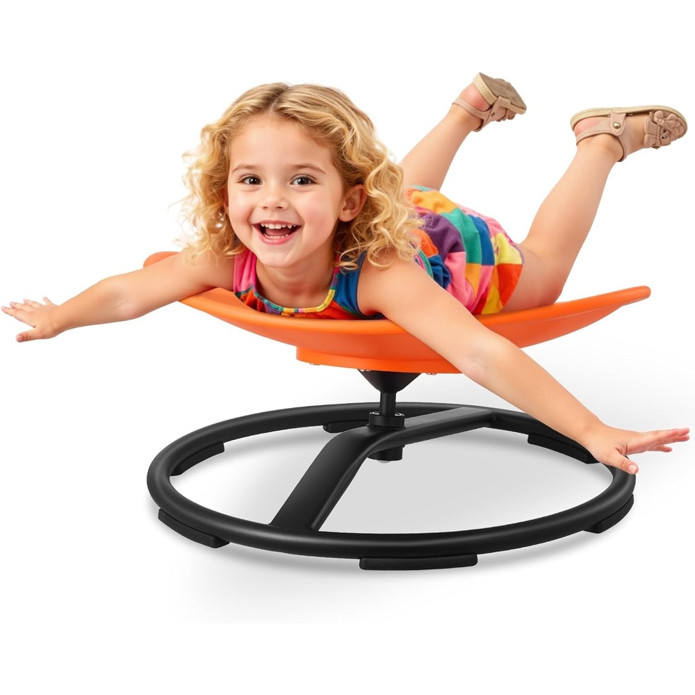 image:imageVEVOR Kids Swivel Chair 220 lbs Capacity Sensory Spinning Chair Autistic Kids Sensory Toy Seat with NonSlip Metal Base Round Shape Toddler Sit amp Spin Seat for Coordination Balance Focus Orange