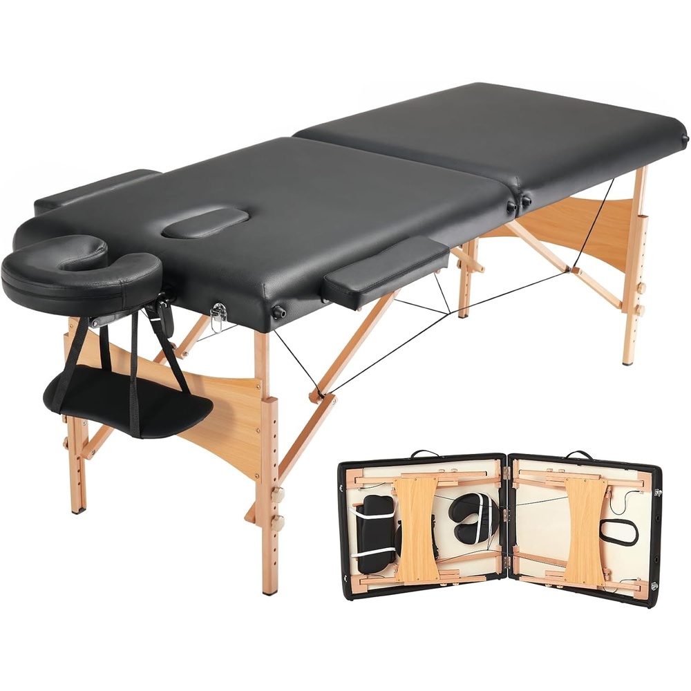 image:imageVEVOR Portable Massage Table 28 W 2 Folding Lightweight Massage Table 8Level Height Adjustable Salon Tattoo Bed Spa Table with Headrest Armrests Hand Pallet amp Carrying Bag 600LBS28inch600lbs