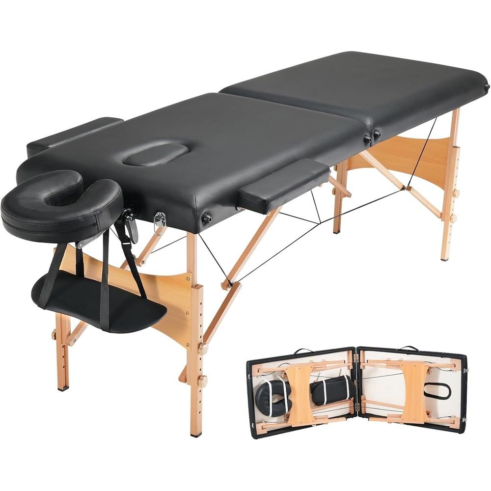 image:imageVEVOR Portable Massage Table 28 W 2 Folding Lightweight Massage Table 8Level Height Adjustable Salon Tattoo Bed Spa Table with Headrest Armrests Hand Pallet amp Carrying Bag 600LBS24inch600lbs