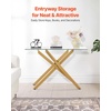 VEVOR 2-Tier Glass Console Table, Modern Rectangle Sofa Side Table with Tempered Glass Top and Iron Legs, Golden Consloe Desk with Anti-Tip Device for Living Room, Hallway, Entryway, Foyer, Golden(Gold)