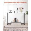 VEVOR 2-Tier Glass Console Table, Modern Rectangle Sofa Side Table with Tempered Glass Top and Iron Legs, Golden Consloe Desk with Anti-Tip Device for Living Room, Hallway, Entryway, Foyer, Golden(Black)