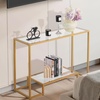 VEVOR 2-Tier Glass Console Table, Modern Rectangle Sofa Side Table with Tempered Glass Top and Iron Legs, Golden Consloe Desk with Anti-Tip Device for Living Room, Hallway, Entryway, Foyer, Golden(Golden)