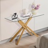 VEVOR 2-Tier Glass Console Table, Modern Rectangle Sofa Side Table with Tempered Glass Top and Iron Legs, Golden Consloe Desk with Anti-Tip Device for Living Room, Hallway, Entryway, Foyer, Golden(Gold)