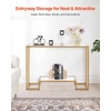 VEVOR 2-Tier Glass Console Table, Modern Rectangle Sofa Side Table with Tempered Glass Top and Iron Legs, Golden Consloe Desk with Anti-Tip Device for Living Room, Hallway, Entryway, Foyer, Golden(Golden)
