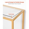 VEVOR 2-Tier Glass Console Table, Modern Rectangle Sofa Side Table with Tempered Glass Top and Iron Legs, Golden Consloe Desk with Anti-Tip Device for Living Room, Hallway, Entryway, Foyer, Golden(Golden)