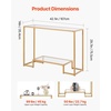 VEVOR 2-Tier Glass Console Table, Modern Rectangle Sofa Side Table with Tempered Glass Top and Iron Legs, Golden Consloe Desk with Anti-Tip Device for Living Room, Hallway, Entryway, Foyer, Golden(Golden)
