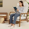 VEVOR Accent Chair, Mid Century Modern Armchair with Solid Wood Frame and Non-Slip Legs, Upholstered Leisure Chair with Linen Fabric and 5.7 in Thickened Cushion, for Living Room, Bedroom, Office(High Back)