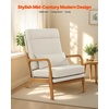 VEVOR Accent Chair, Mid Century Modern Armchair with Solid Wood Frame and Non-Slip Legs, Upholstered Leisure Chair with Linen Fabric and 5.7 in Thickened Cushion, for Living Room, Bedroom, Office(High Back)