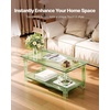 VEVOR Acrylic Coffee Table, 2-Tiers Center Table with Open Storage Shelf, Modern Rectangle Acrylic Coffe Desk for Living Room, Dining Room, Kitchen Island, Office, 31.5″ W x 19.7″ D x 15.7″ H, Green(Green)