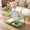 VEVOR Acrylic Coffee Table, 2-Tiers Center Table with Open Storage Shelf, Modern Rectangle Acrylic Coffe Desk for Living Room, Dining Room, Kitchen Island, Office, 31.5″ W x 19.7″ D x 15.7″ H, Green(Green)