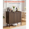 VEVOR Buffet Cabinet, Sideboard Cabinet with 2-Tier Storage, Coffee Bar Cabinet with Adjustable Shelves, Fluted Sideboard Buffet for Hallway, Entryway, Living Room, or Kitchen, Oak(2pcs)(Walnut)