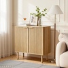 VEVOR Buffet Cabinet, Sideboard Cabinet with 2-Tier Storage, Coffee Bar Cabinet with Adjustable Shelves, Fluted Sideboard Buffet for Hallway, Entryway, Living Room, or Kitchen, Oak(2pcs)(Oak)