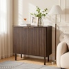 VEVOR Buffet Cabinet, Sideboard Cabinet with 2-Tier Storage, Coffee Bar Cabinet with Adjustable Shelves, Fluted Sideboard Buffet for Hallway, Entryway, Living Room, or Kitchen, Oak(2pcs)(Walnut)