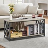 VEVOR Coffee Table, Modern Faux Marble Coffee Table, 2-Tier Rectangle Center Desk with Geometric Legs, Minimalist Sturdy Metal Frame Accent End Desk for Living Room, Office, Easy Assembly, White(40 Inch)